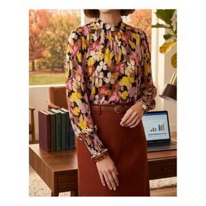 Who What Wear XL Floral Top Dark Academia Whimsigoth Office Siren Autumn Chic